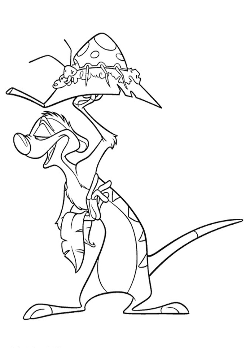 kolorowanka Timon i danie z robali, postać z bajki Król Lew od Disney, dla dzieci malowanka do wydruku numer 63